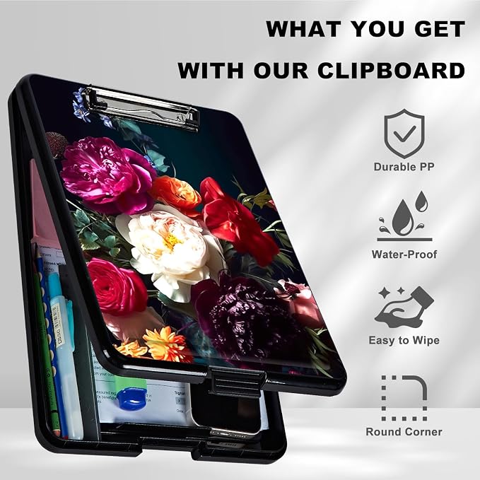 Clipboard with Storage, Plastic Storage Clipboard with Low Profile Clip - Image 6