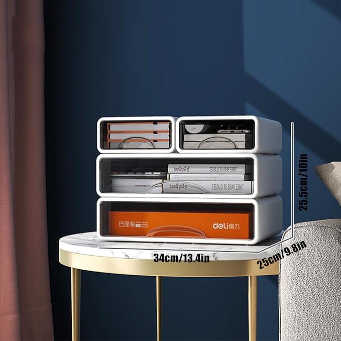 Desk Organizer with Drawers, Stackable Storage Drawers with Compartments - Image 3