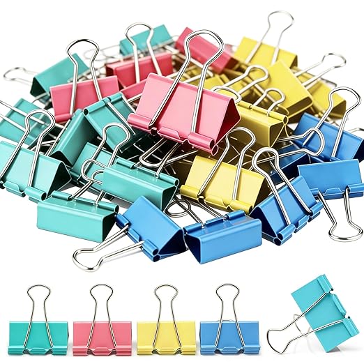 150pcs Binder Clips 1.25 Inches Medium Colored Binder Office Clamps Colored by Ysglory