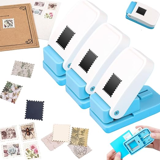 3Pcs Paper Punch | Stamp Punch | Postage Stamp Shape Paper Punches | Portable by CYFUNDESIGN