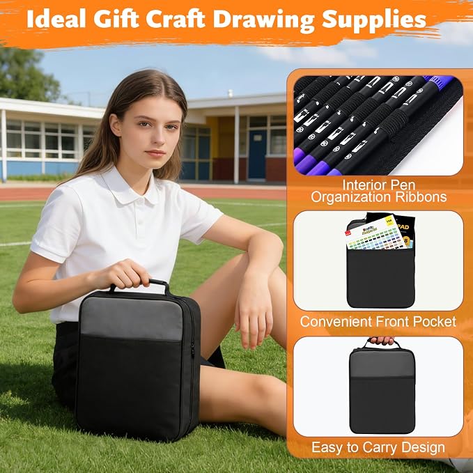 Dual Brush Marker Pens, 128 Colors Art Markers Set - Image 8