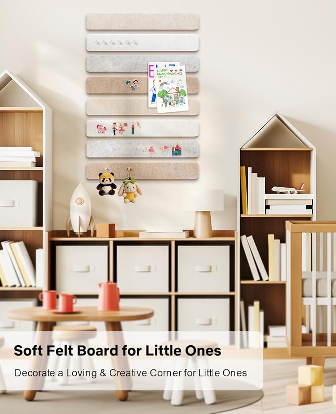 Small Cork Bulletin Board Tiles, Felt Wall Decor and Office Desk Accessories - Image 6