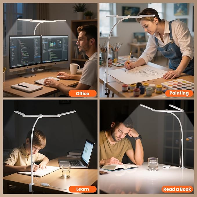 LED Desk Lamp for Office Home, 3 Light Bar Adjustable Desk Light - Image 6