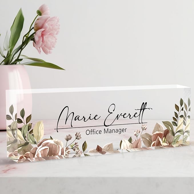 Custom Desk Name Plate, Personalized Acrylic Office Decor, Employee by AeekdookWoodenPuzzles