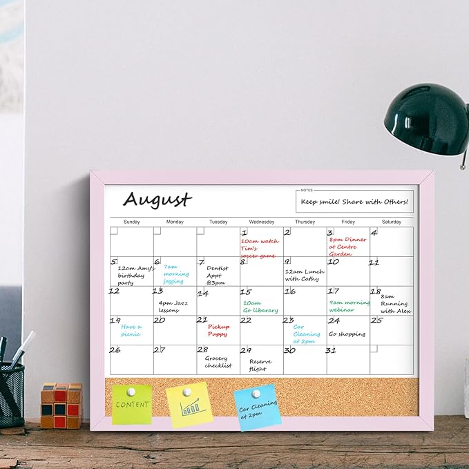 Dry Erase Calendar Cork Board Combo, 18x24 Inches Calendar Whiteboard - Image 8