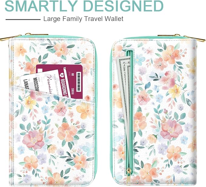 Family Passport Holder Wallet RFID Blocking Document Organizer PU Leather - Image 3