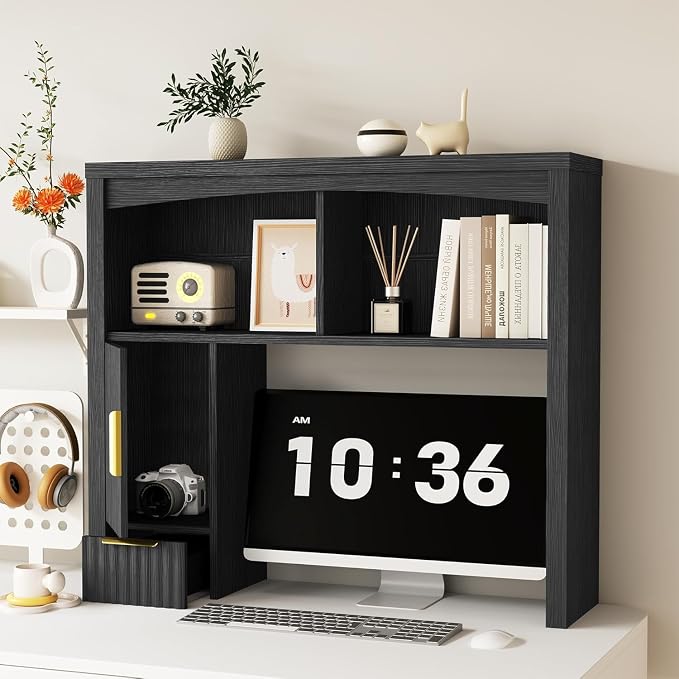 Desk Hutch Shelf, Desktop Shelf Organizer 37 inch Wide Desktop Bookshelf 2-Tier - Image 3