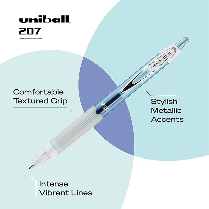uniball 207 Fashion Retractable Gel Pens, Medium Point, 8 Pack - Image 3