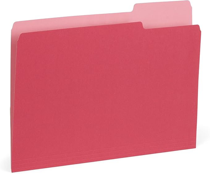 100 Blue Summit Supplies Red File Folders - Two-Tone Red Folders Letter Size with 1/3 Cut Tabs, Durable 11pt Paper, Holds Letter Size Documents, Red Folders Bulk
