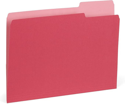 100 Blue Summit Supplies Red File Folders - Two-Tone Red Folders Letter Size with 1/3 Cut Tabs, Durable 11pt Paper, Holds Letter Size Documents, Red Folders Bulk