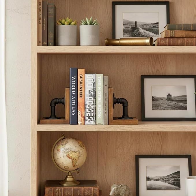 MyGift Book Ends, Decorative Bookends, Heavy Duty Book Holders - Image 3