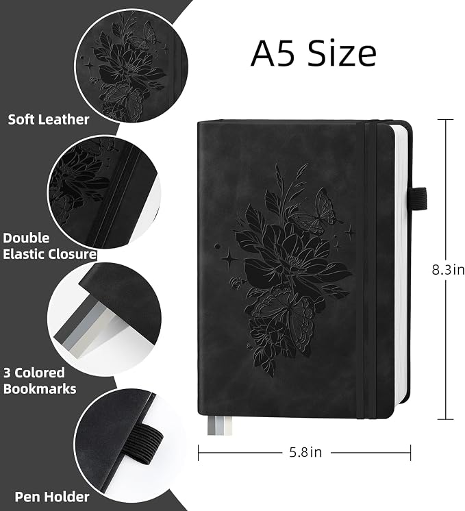 Lined Journal Notebook 365 Pages, A5 Leather Journals - Image 2
