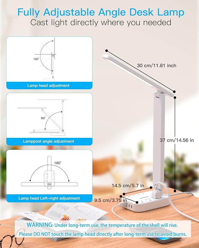 One Beat Small LED Desk Lamp Power Strip 5ft Extension Cord - Image 6