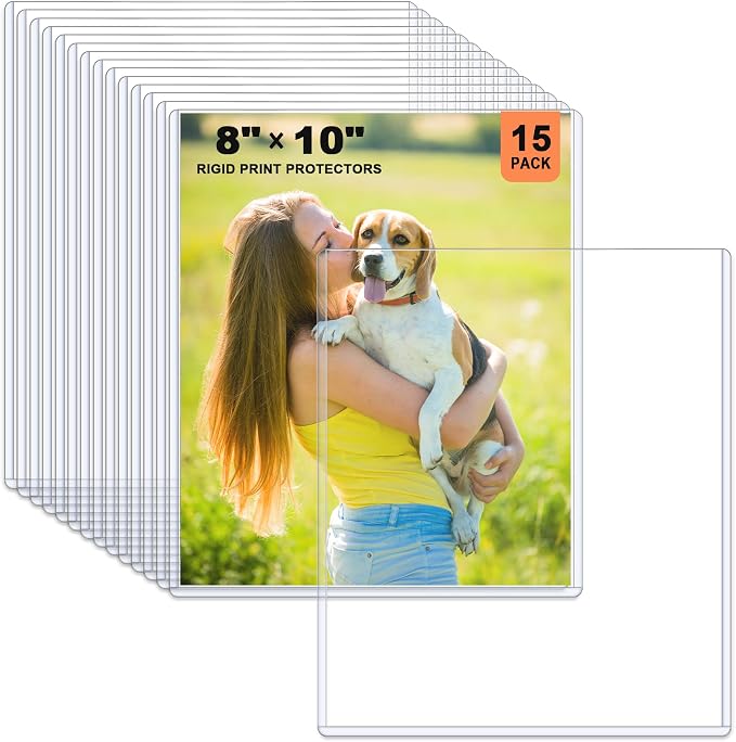 Ndsox 15 Pack 8" x 10" Rigid Print Protectors Clear Hard Plastic Sheet by NDSOX