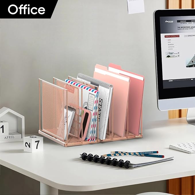 File Organizer for Desk, 5-Section Vertical File Sorter, Paper Holder Organizer - Image 7