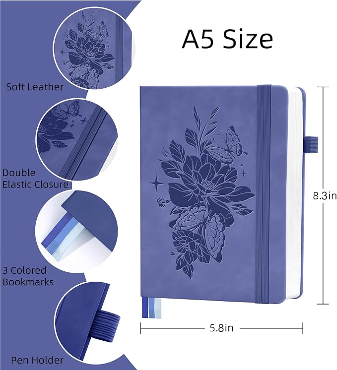 Lined Journal Notebook 365 Pages, A5 Leather Journals - Image 2