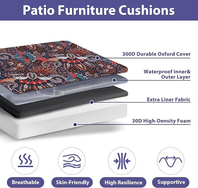 IPYNBAP Outdoor Chair Cushions Set of 4 -Waterproof Outdoor Seat Cushions - Image 2