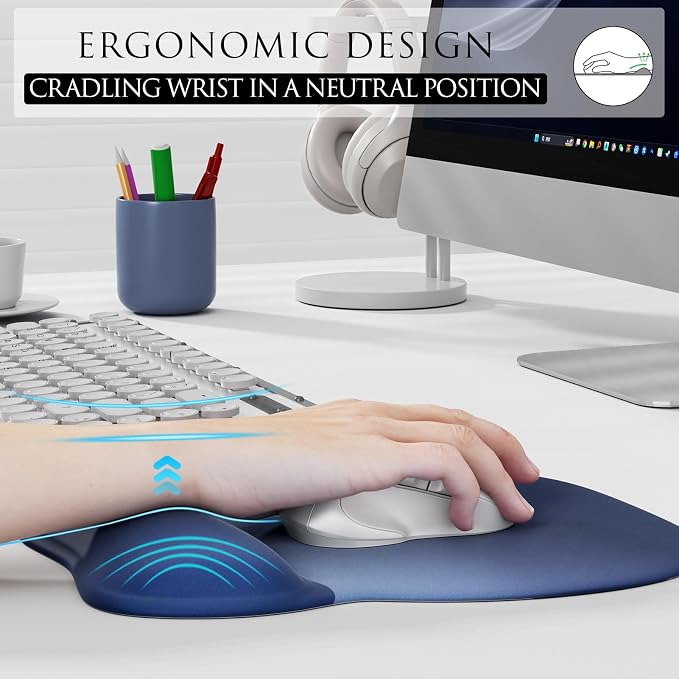MROCO Ergonomic Mouse Pad with Gel Wrist Rest, 9.4 x 8.1 in, Gel Wrist Comfort - Image 3