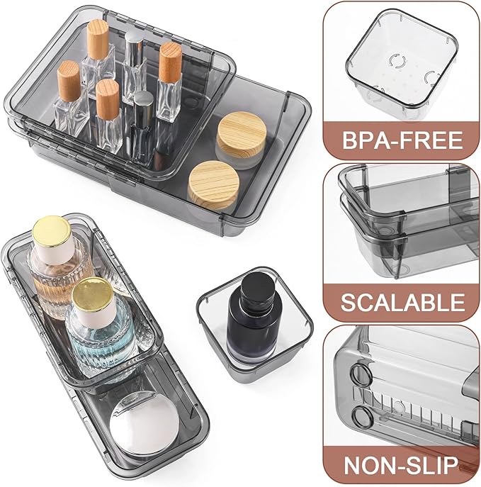 25 Pcs Clear Drawer Organizer, Adjustable Drawer Storage Box, 3-Size Desk - Image 3