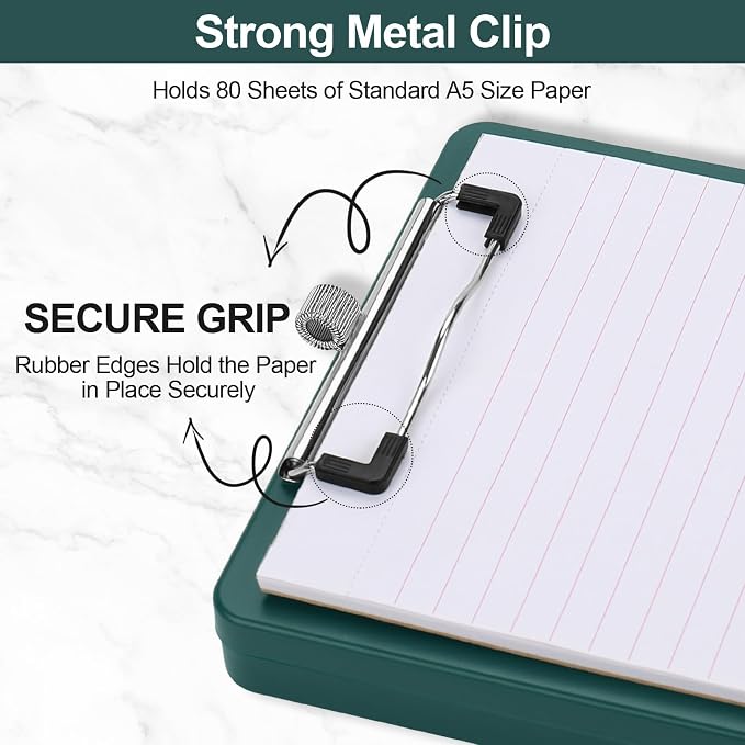 Meiikun Small Clipboard with Storage, A5 Clipboards with Pen Holder, Half - Image 4