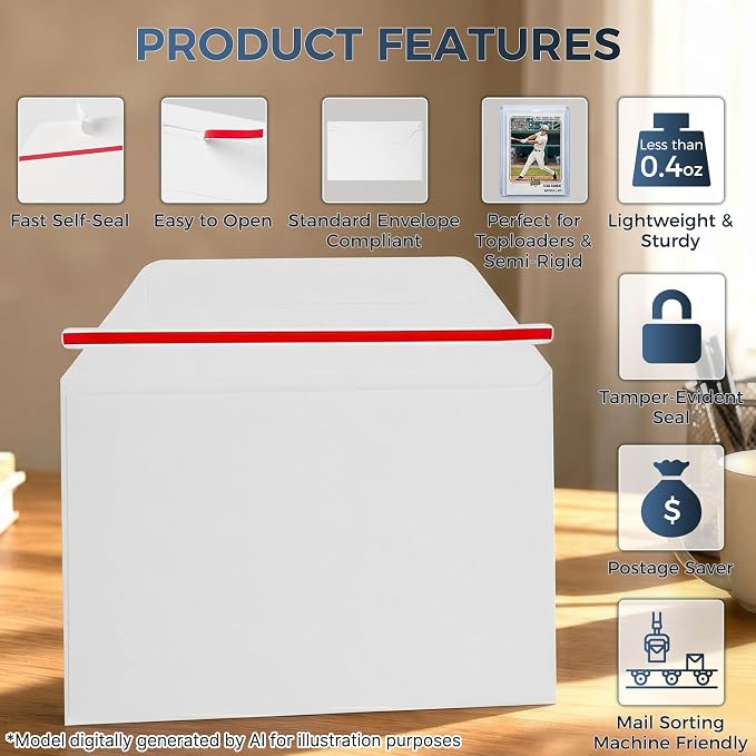 150 Pack Trading Card Mailing Envelopes, Perfect Sized Shipping Envelope - Image 2