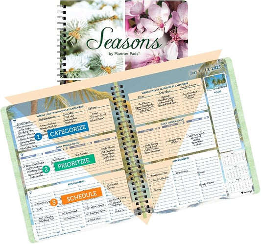 Planner Pad Spiral Bound 3-Tier Funnel Down 12 Month Organizer, July 2025 – by PlannerPad