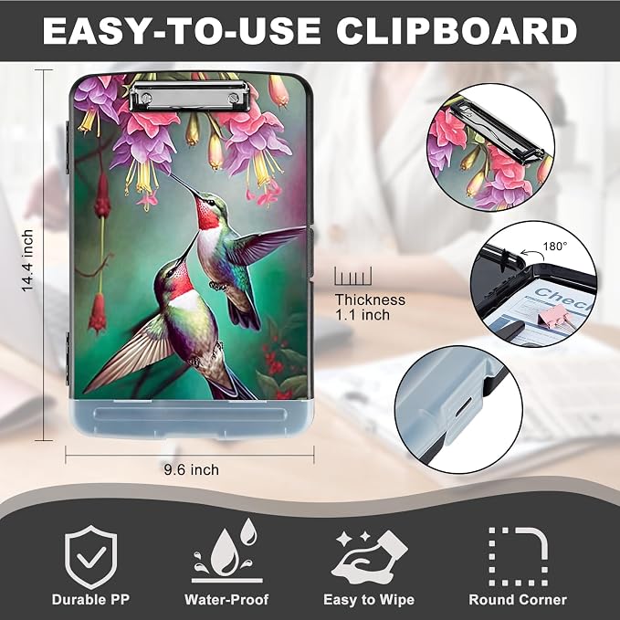 Clipboard with Storage, Heavy Duty Plastic Storage Clipboard with Low Profile - Image 3