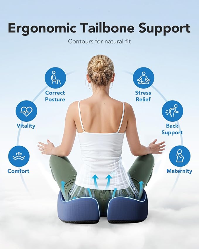HUANUO Ergonomic Seat Cushion for Office Chair, Extra Large Car Seat Cushion, Tailbone and Back Support, Cooling Gel Enhanced, 4-Zone Pressure Relief Chair Cushions for Office, Car, Wheelchair-DeskLoop Office