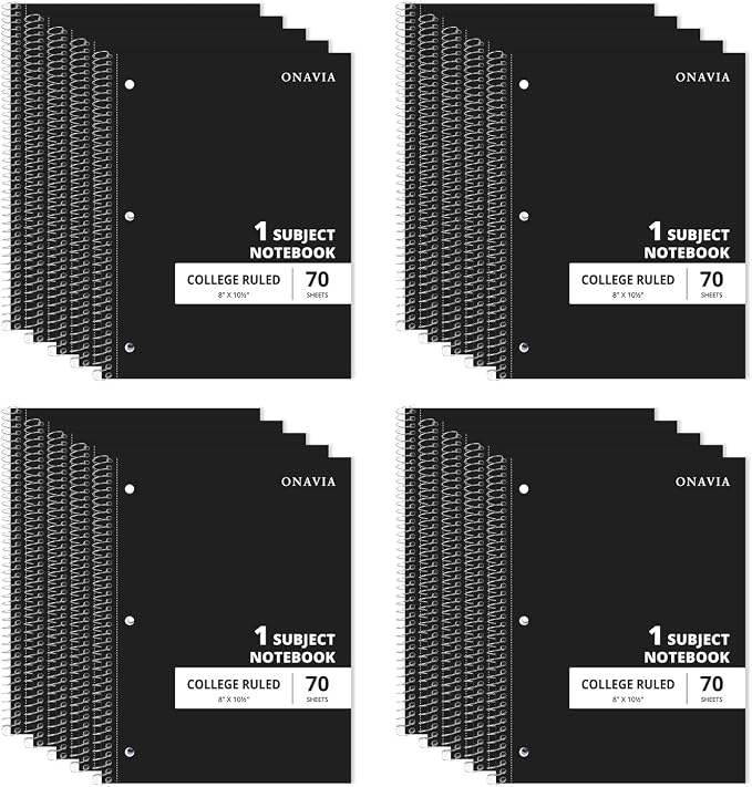 ONAVIA 1 Subject Spiral Notebook College Ruled Bulk, 140 Pages, 8 x 10.5 in by ONAVIA