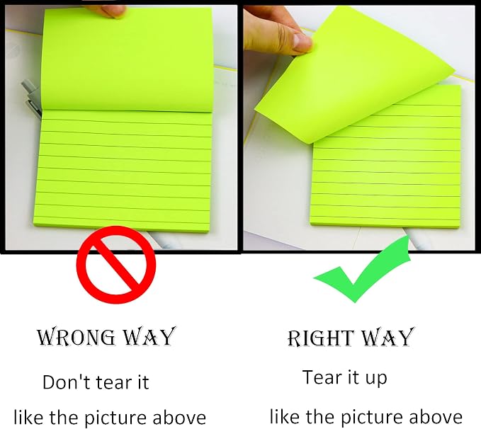 8 Pads Lined Sticky Notes 4x4 in Post, 8 Colors Self Sticky Notes Pad Its - Image 3