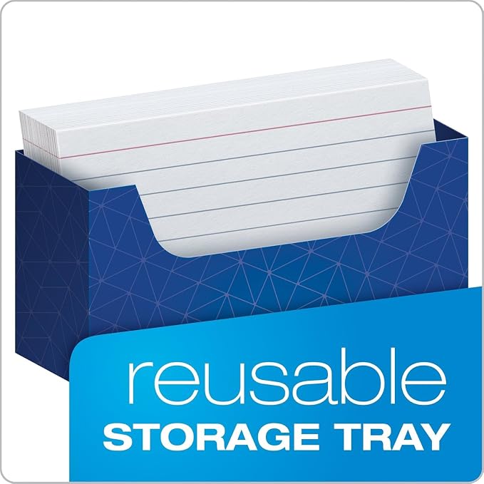 Oxford Ruled Index Cards with Reusable Storage Tray, 3” x 5”, 180 per Pack - Image 2
