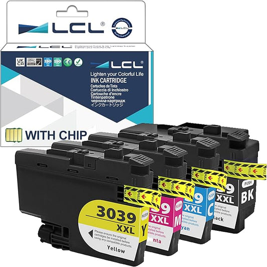LCL Compatible Ink Cartridge Pigment Replacement for Brother LC3039 XXL LC3039XXL LC3039BK LC3039C LC3039M LC3039Y MFC-J5845DW MFC-J5945DW MFC-J6945DW MFC-J6545DW (4-Pack Black Cyan Magenta Yellow)-DeskLoop Office