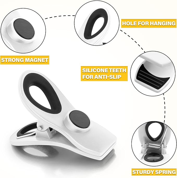 10PCS Magnetic Chip Clips Airtight Seal Reusable White Bag Clips - Image 5