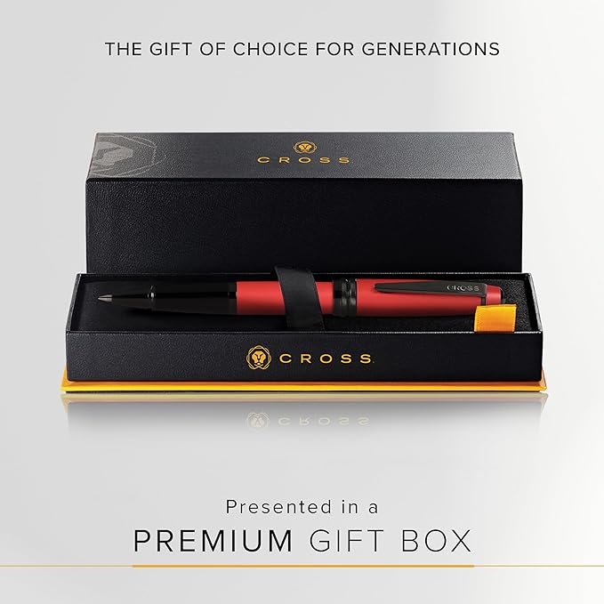 Cross Bailey Refillable Rollerball Pen Presented in a Premium Gift Box - Medium Point, Black Ink, Matte Red-DeskLoop Office