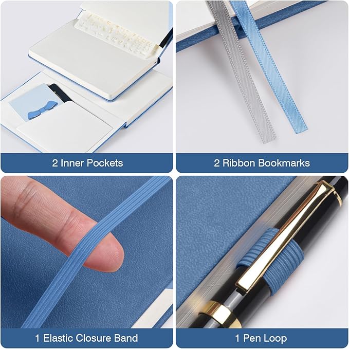 Blank Journal Notebook, 3 Pack A5 Sketch Book, Hardcvoer Sketchbook for Drawing with 100GSM Thick Paper, Leather Journal for Writing, Unlined Journal for Women, Men, School, 160 Pages, 5.7" x 8.4"-DeskLoop Office