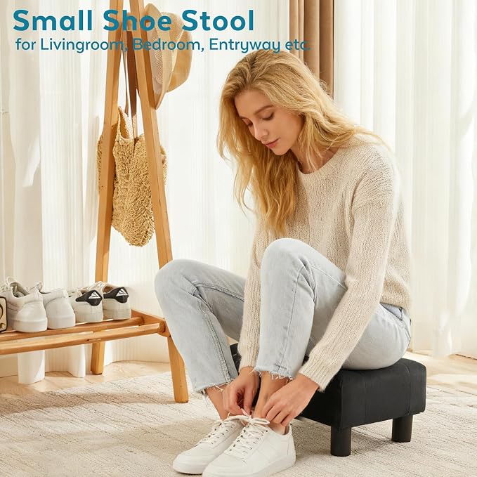 Small Foot Stool Ottoman, Velvet Footstool Ottoman Foot Rest - Image 7