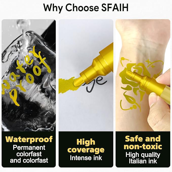 SFAIH Acrylic Gold Paint Pens - Image 3