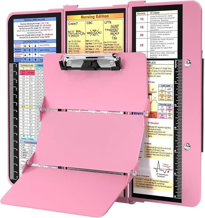 Nursing Clipboard Foldable, Foldable Clip Board w/Nursing Edition Cheat Charts by HOZOLNursingClipboard
