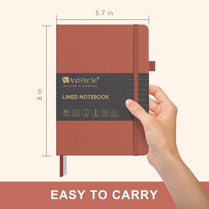 &And Per Se Lined Journal Notebook, 160 Pages, A5 5.7 x 8 inches College Ruled - Image 2