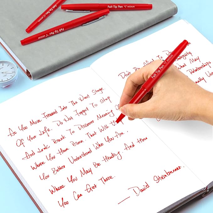 Lelix Felt Tip Pens, 30 Red Pack, 0.7mm Medium Point, Felt Tip Markers Pens - Image 5