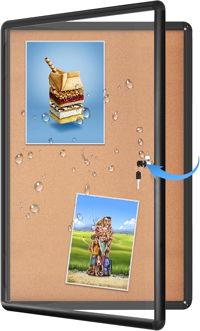 Magula Enclosed Cork Bulletin Board Tamper-Proof Dispaly Case, Shatter by Magula