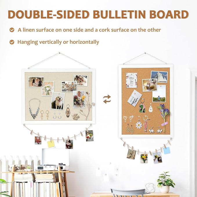 Double-Sided Wood Framed Cork Board - Image 2