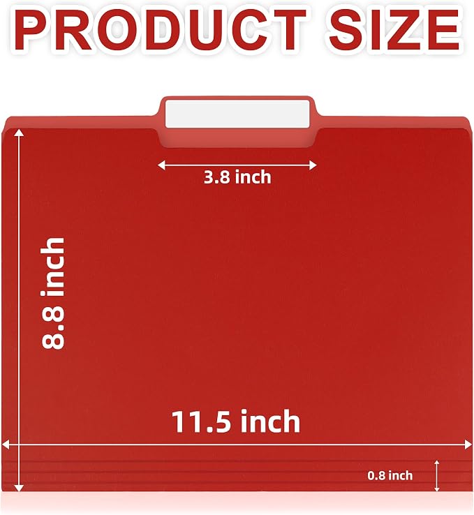 VZCPYTPM 100 Pack Red File Folder, 1/3-Cut Tabs, Paper File Folders Letter Size - Image 6