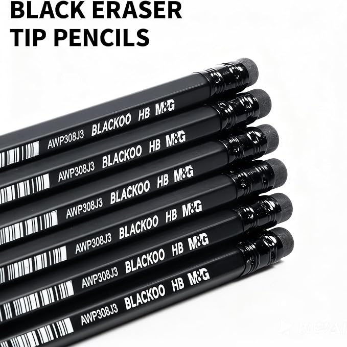 M&G BLACKOO Series HB Wood-Cased Pencils, Bulk Black Pencils - Image 4