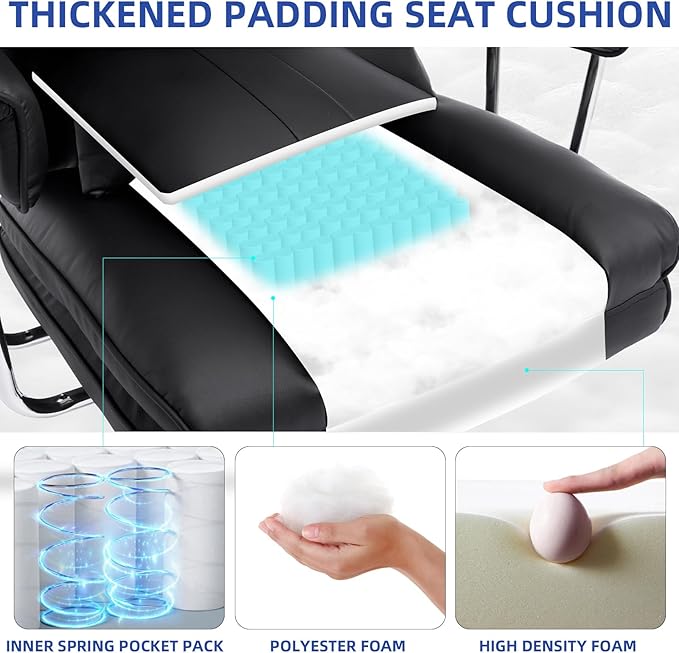 Big and Tall Office Chair 500lbs Wide Seat Executive Office Desk Chair High-Back Office Task Chair, Ergonomic Lumbar Support Computer Office Chairs for Heavy People(Black)-DeskLoop Office