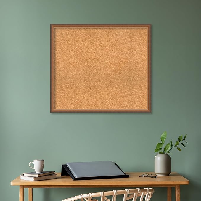 Amanti Art Natural Cork Board for Wall, 30x34 Vision Board with Bronze Frame, Large Corkboard Office Decor for Home Organization, Modern Corkboard Pinboard to Display Items for Home Organization in-DeskLoop Office