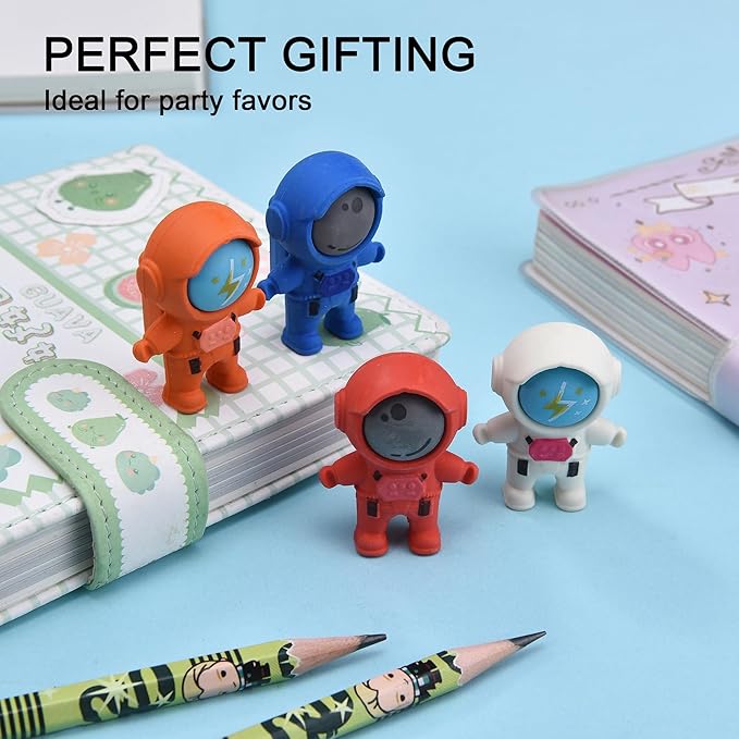 20Pcs Outer Space Themed Erasers for Kids Bulk, Kawaii Cute Spaceman Eraser for School Classroom Supplies Party Favors-DeskLoop Office