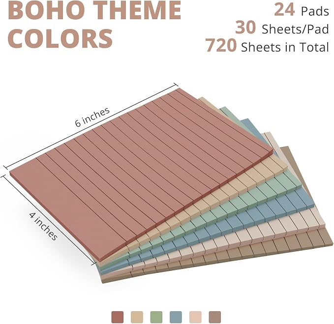 Lined Sticky Notes, 24 Pads, 4x6 Inches, Large Sticky Notes - Image 2