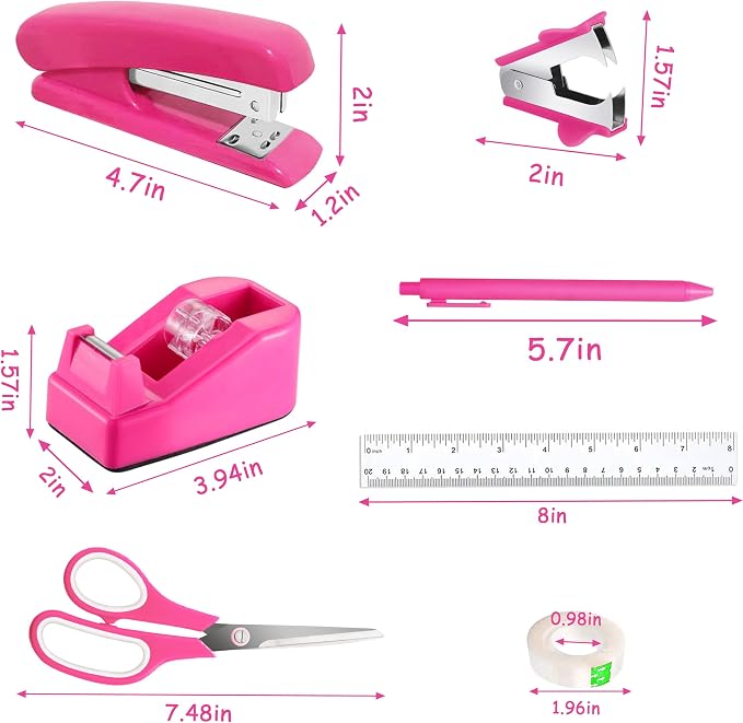 Dimonluce Hot Pink Desk Accessories, Hot Pink Office Supplies Accessories - Image 5