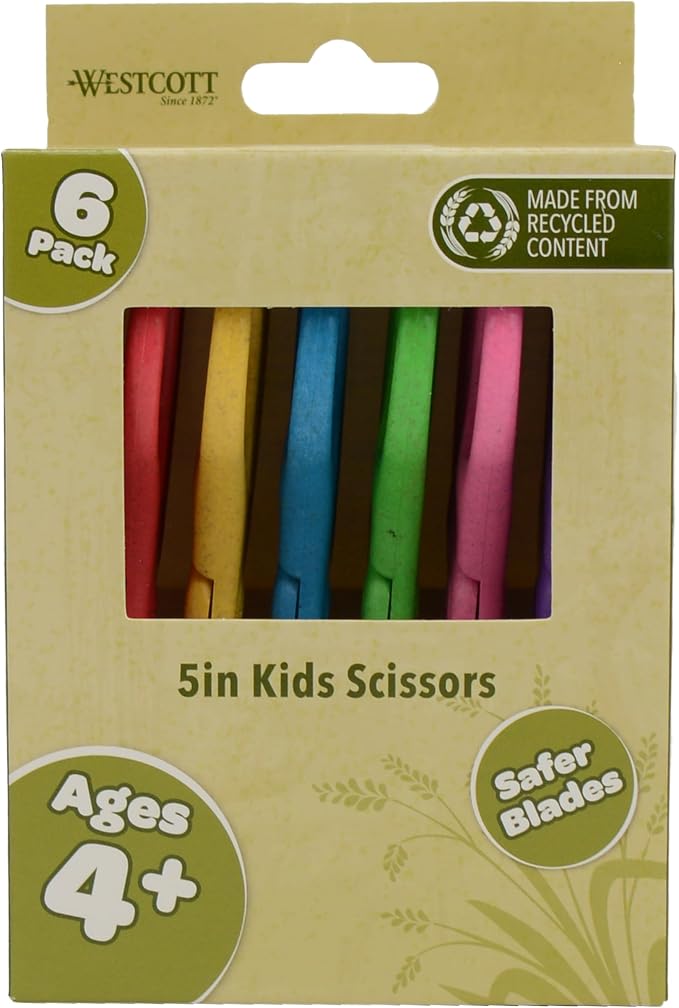 Westcott 5" KleenEarth Scissors 6-Pack, by Westcott